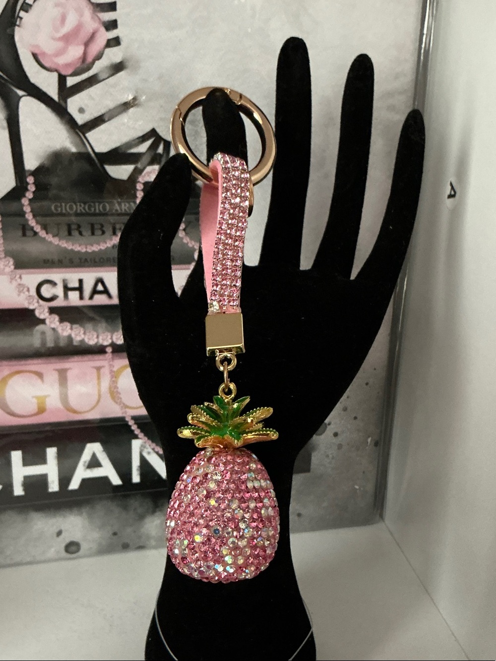 Pink Crystal Pineapple Keychain/Bag CharmβWomen Accessories